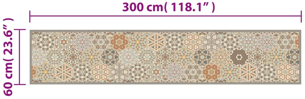 Virtuvės kilimėlis, 60x300 cm, aksomas, plaunamas, su rombais
