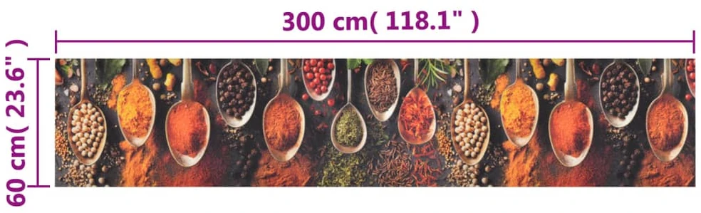 Virtuvės kilimėlis, 60x300cm, aksomas, plaunamas, su šaukštais