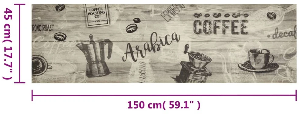 Virtuvės kilimėlis, pilkas, 45x150cm, aksomas, plaunamas