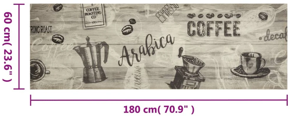 Virtuvės kilimėlis, pilkas, 60x180cm, aksomas, plaunamas