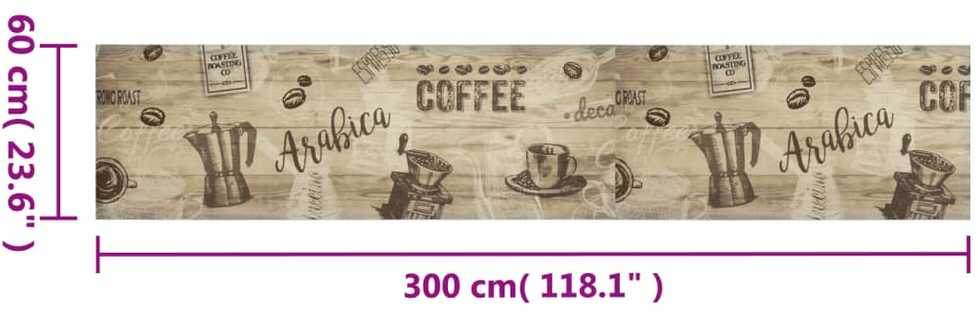 Virtuvės kilimėlis, rudas, 60x300cm, aksomas, plaunamas