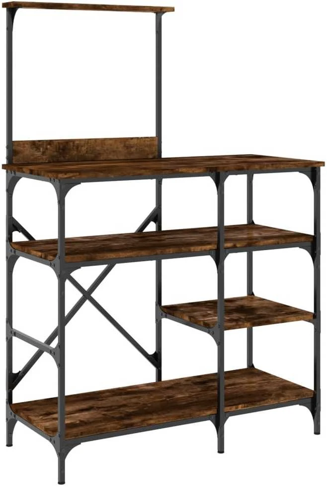 Virtuvės lentyna, dūminė, 90x40x132cm, apdirbta mediena/metalas