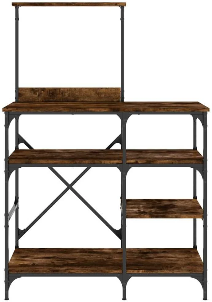 Virtuvės lentyna, dūminė, 90x40x132cm, apdirbta mediena/metalas