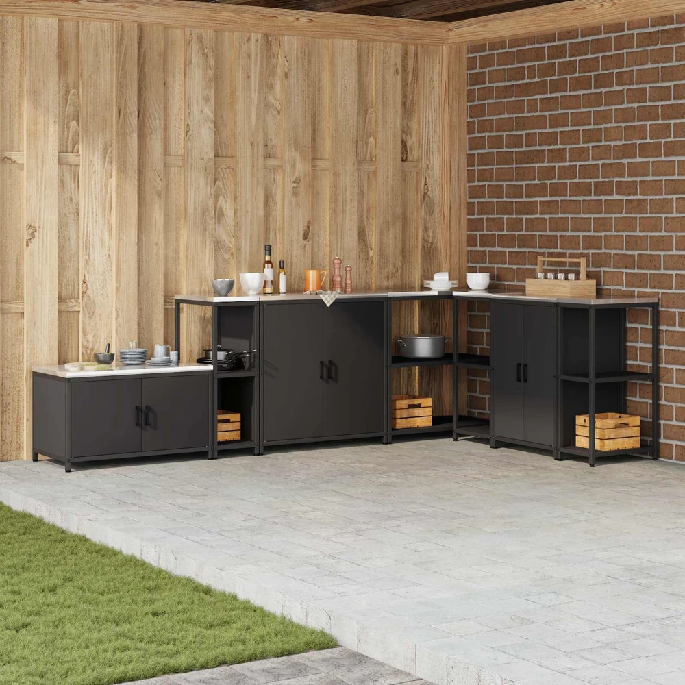 Virtuvės lentynų vienetas HATTEM Juoda 30 x 50 x 92 cm Plienas