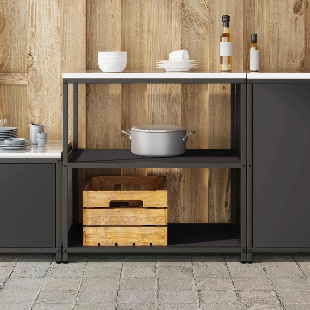 Virtuvės lentynų vienetas HATTEM Juoda 90 x 50 x 92 cm Plienas