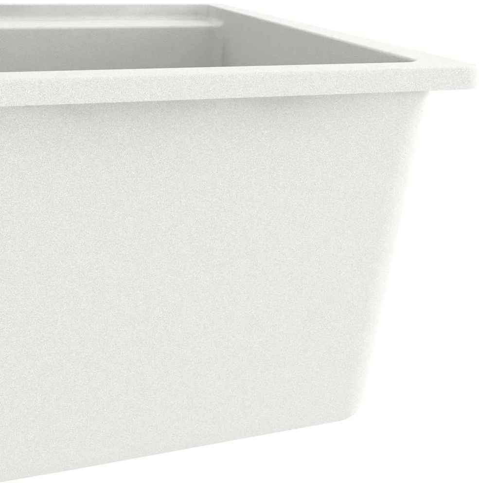 Virtuvės plautuvė su anga nuo persipildymo, balta, granitas