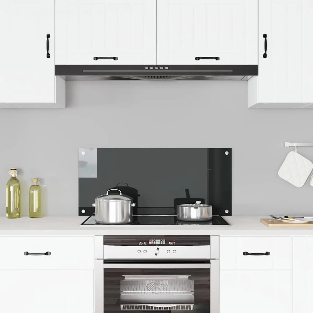 Virtuvės sienelė, juodos spalvos, 90x40cm, grūdintas stiklas