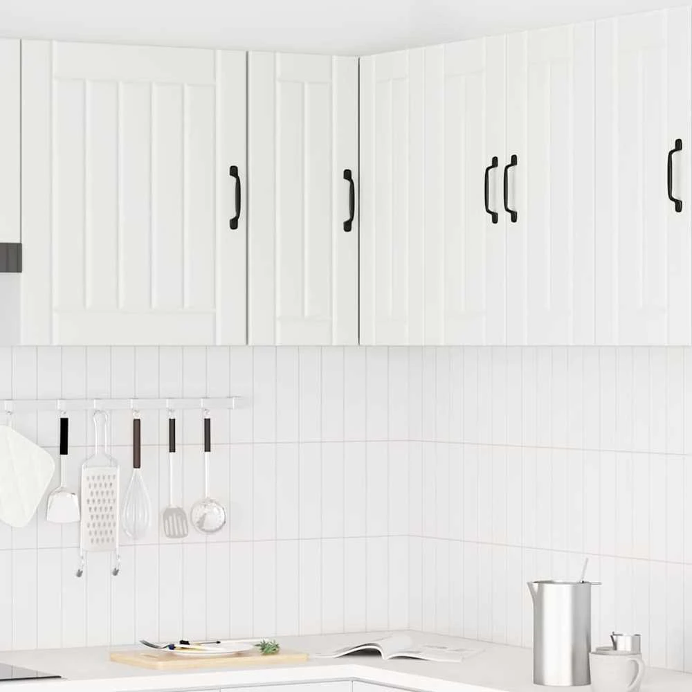 virtuvės sieninė kampinė spintelė "Lucca" Baltas Engineered Wood