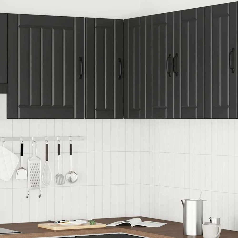 virtuvės sieninė kampinė spintelė "Lucca" Juodas Engineered Wood