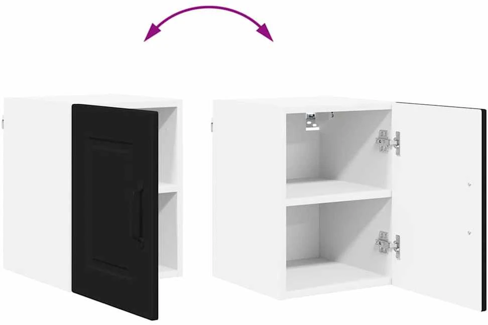 Sieninė spintelė PORTO 2 vnt. Juoda Apdirbta mediena