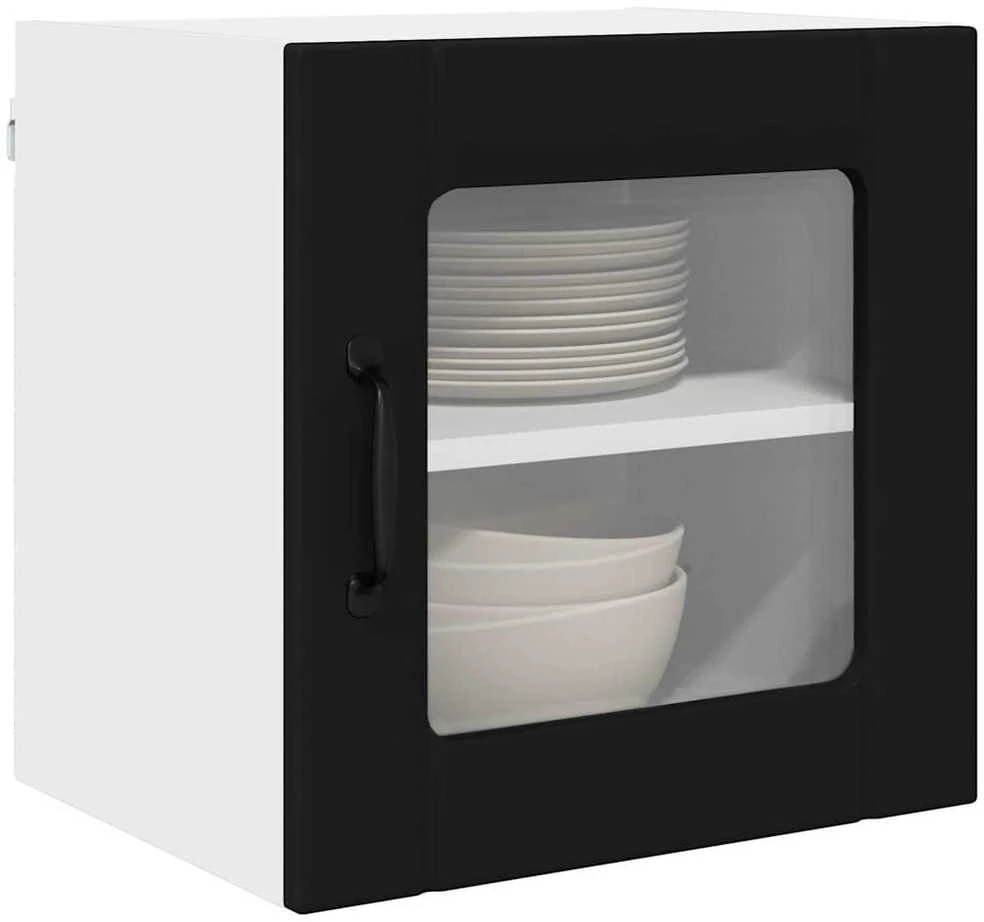 Sieninis stiklinis kabinetas LUCCA 2 vnt. Juoda