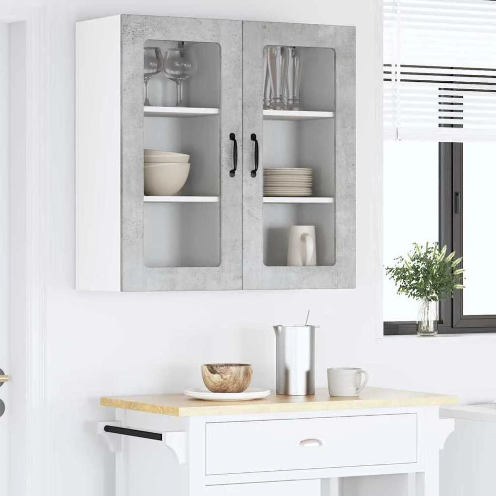 Sieninis stiklinis kabinetas PORTO Betono pilka 40 x 31 x 80 cm