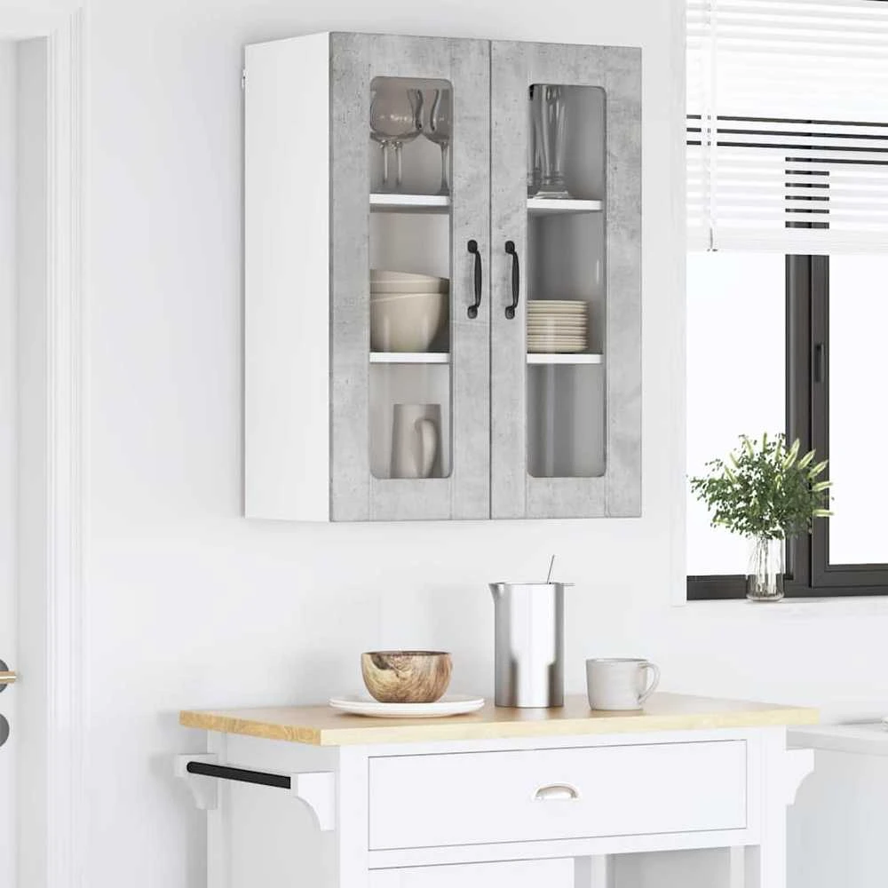 Sieninis stiklinis kabinetas LUCCA Betono pilka 60 x 31 x 80 cm