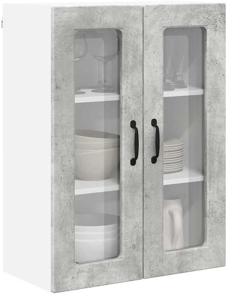 Sieninis stiklinis kabinetas PORTO Betono pilka 60 x 31 x 80 cm