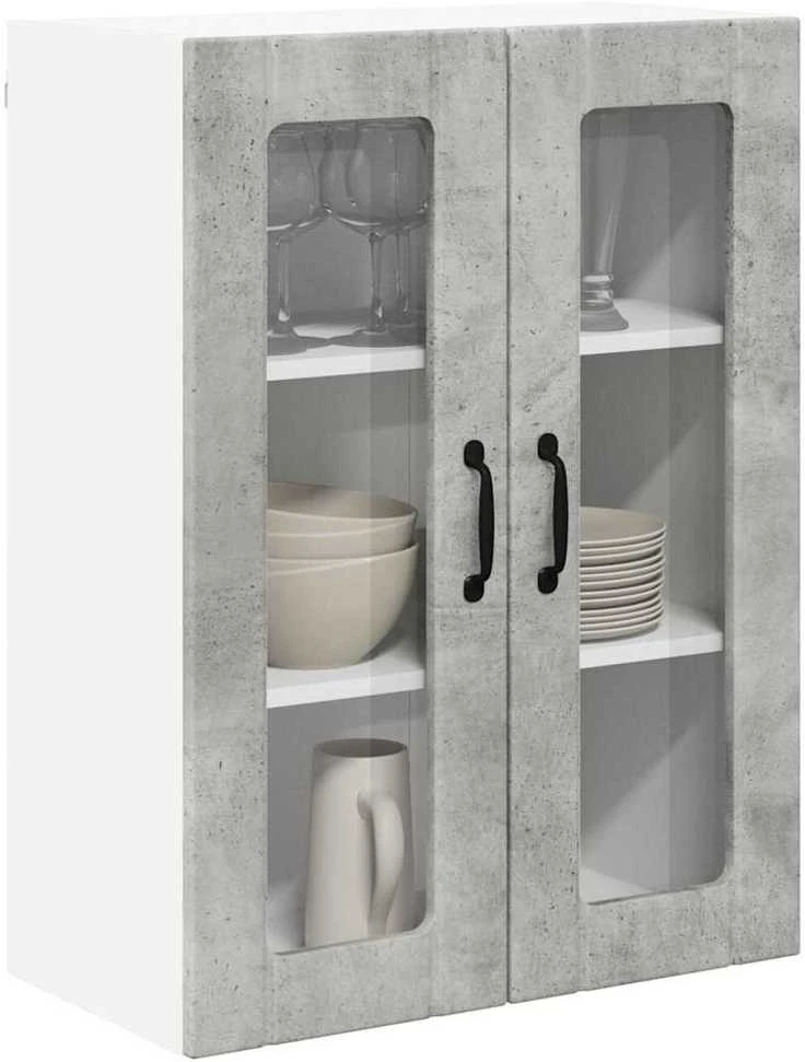 Sieninis stiklinis kabinetas LUCCA Betono pilka 60 x 31 x 80 cm