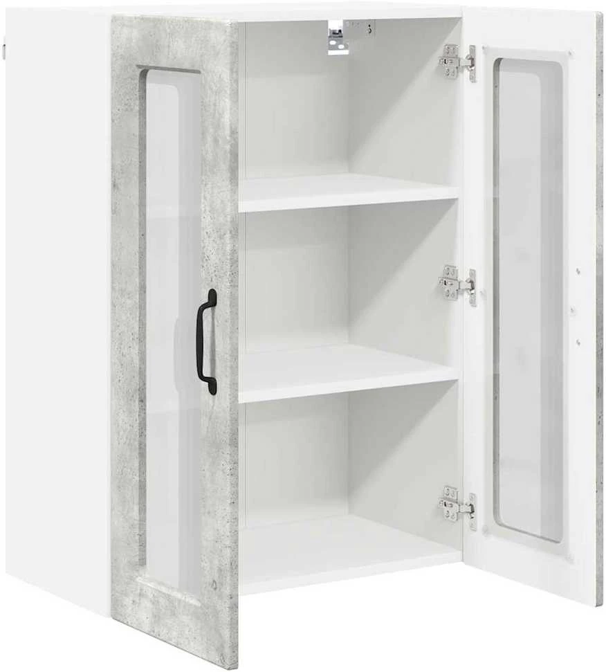 Sieninis stiklinis kabinetas PORTO Betono pilka 60 x 31 x 80 cm