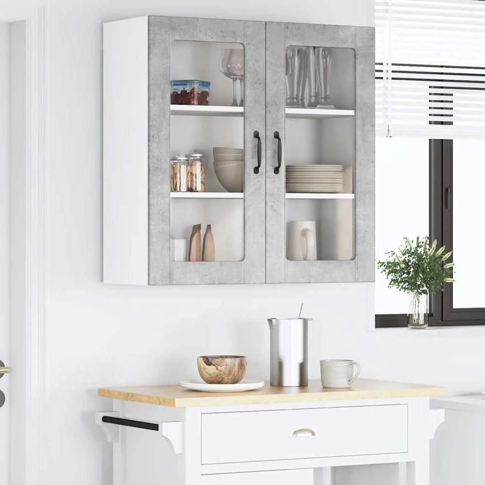 Sieninis stiklinis kabinetas LUCCA Betono pilka 80 x 31 x 80 cm