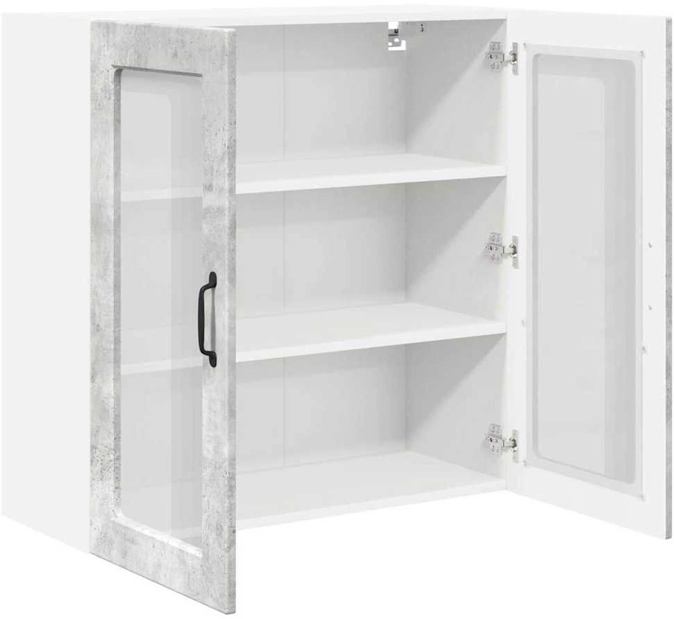 Sieninis stiklinis kabinetas PORTO Betono pilka 80 x 31 x 80 cm