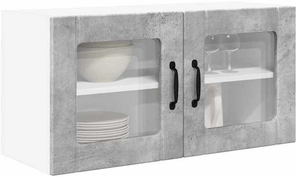 Sieninis stiklinis kabinetas PORTO Betono pilka 80 x 31 x 40 cm