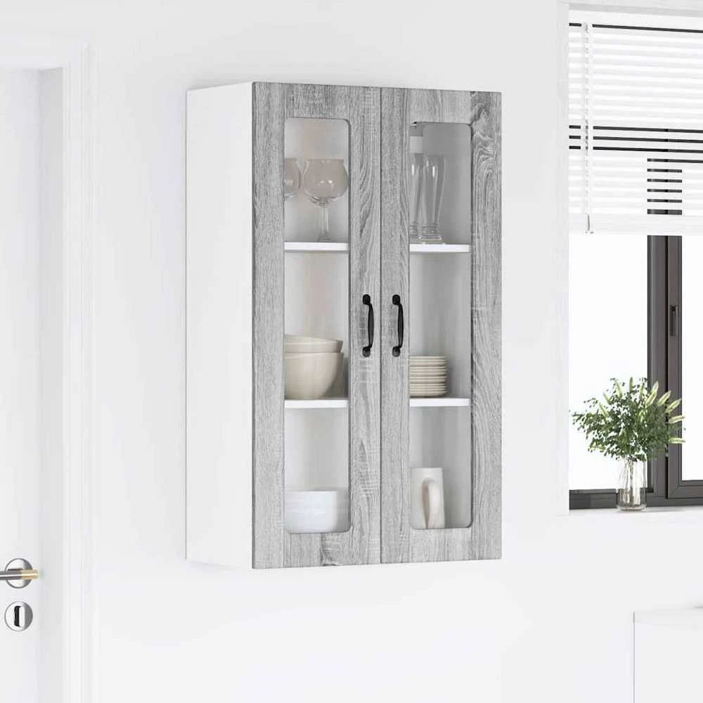 Sieninis stiklinis kabinetas LUCCA Pilka sonoma ąžuolo