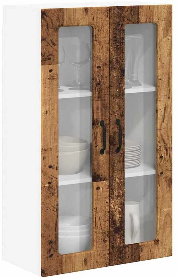 Sieninis stiklinis kabinetas PORTO Senas medis 60 x 31 x 100 cm