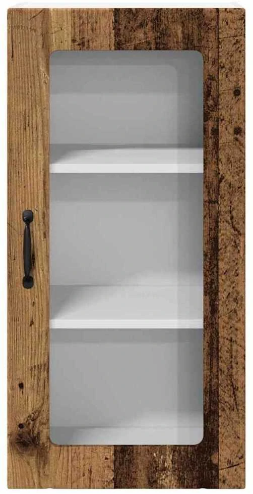 Sieninis stiklinis kabinetas PORTO Senas medis 40 x 31 x 80 cm