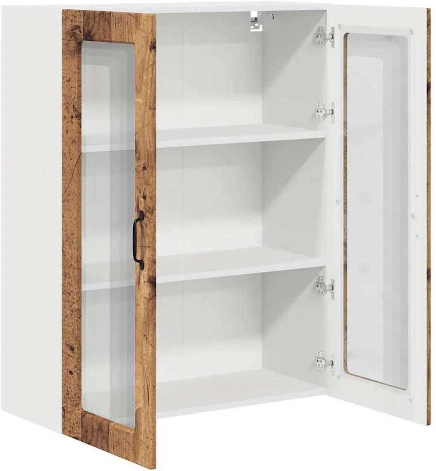 Sieninis stiklinis kabinetas PORTO Senas medis 80 x 31 x 100 cm