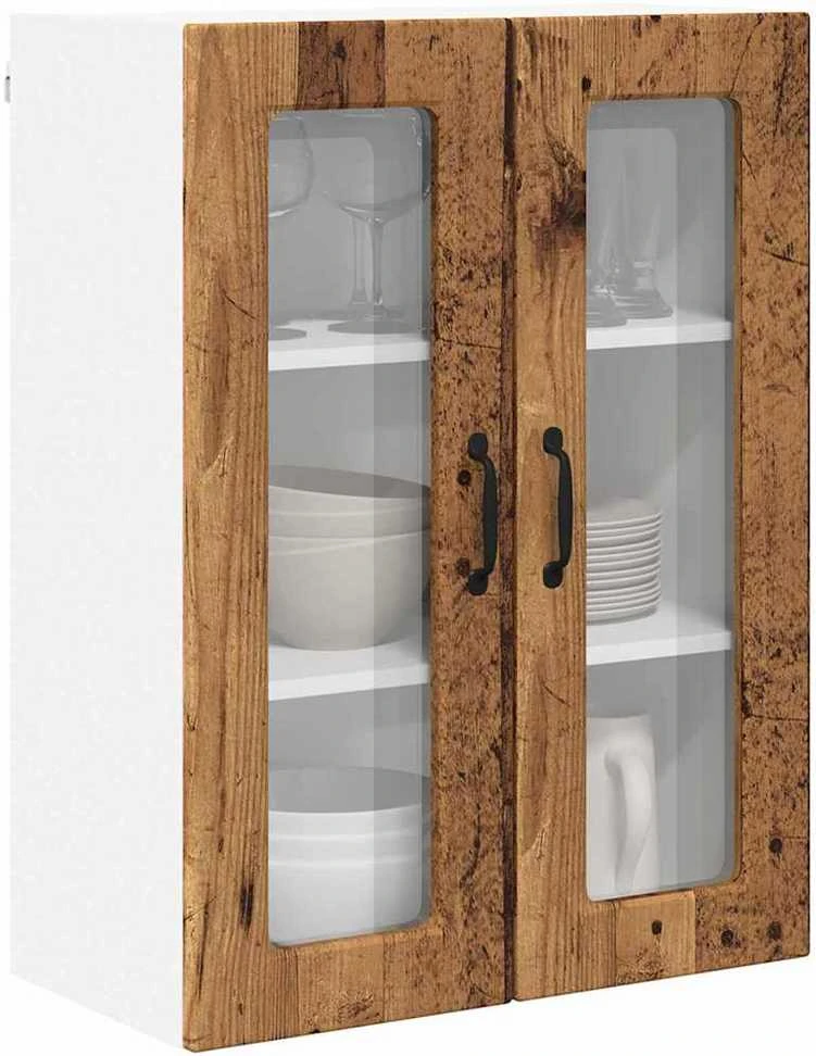 Sieninis stiklinis kabinetas PORTO Senas medis 60 x 31 x 80 cm