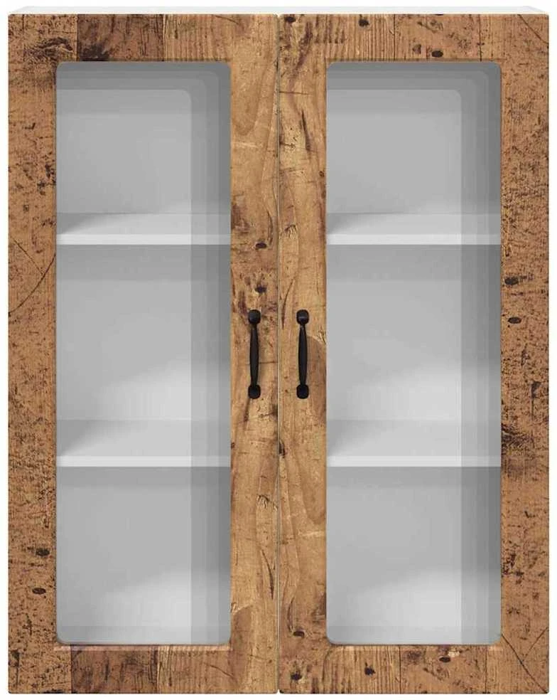 Sieninis stiklinis kabinetas PORTO Senas medis 80 x 31 x 100 cm