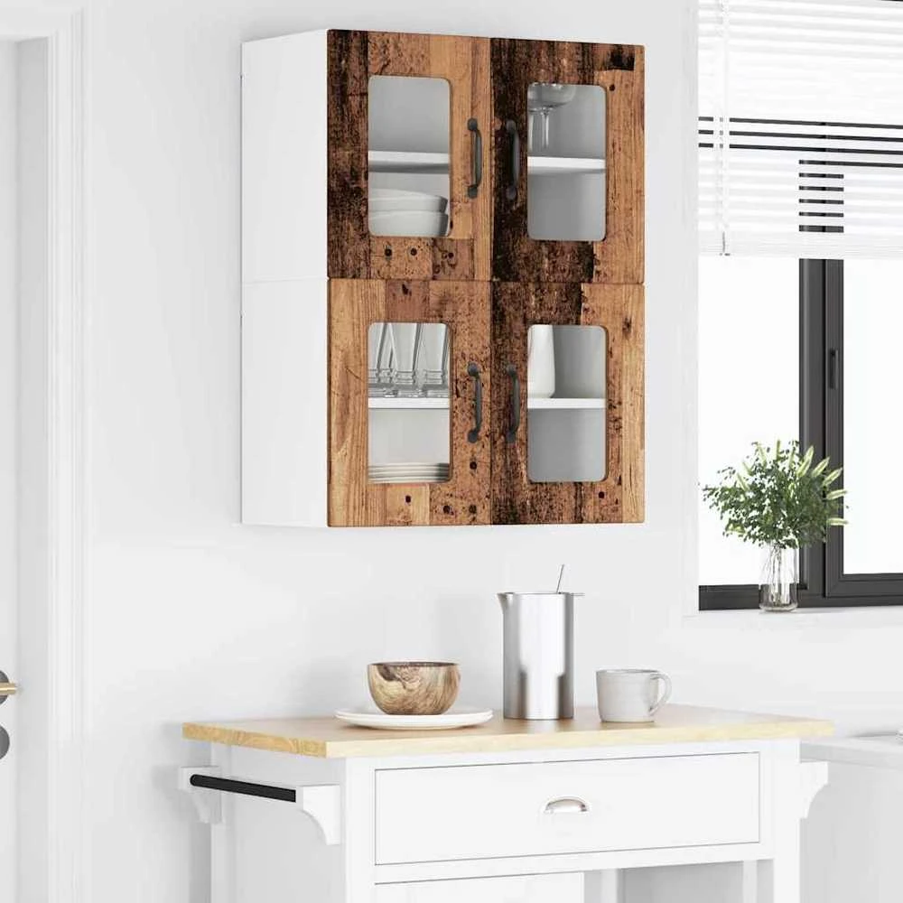 Sieninis stiklinis kabinetas PORTO Senas medis 60 x 31 x 40 cm