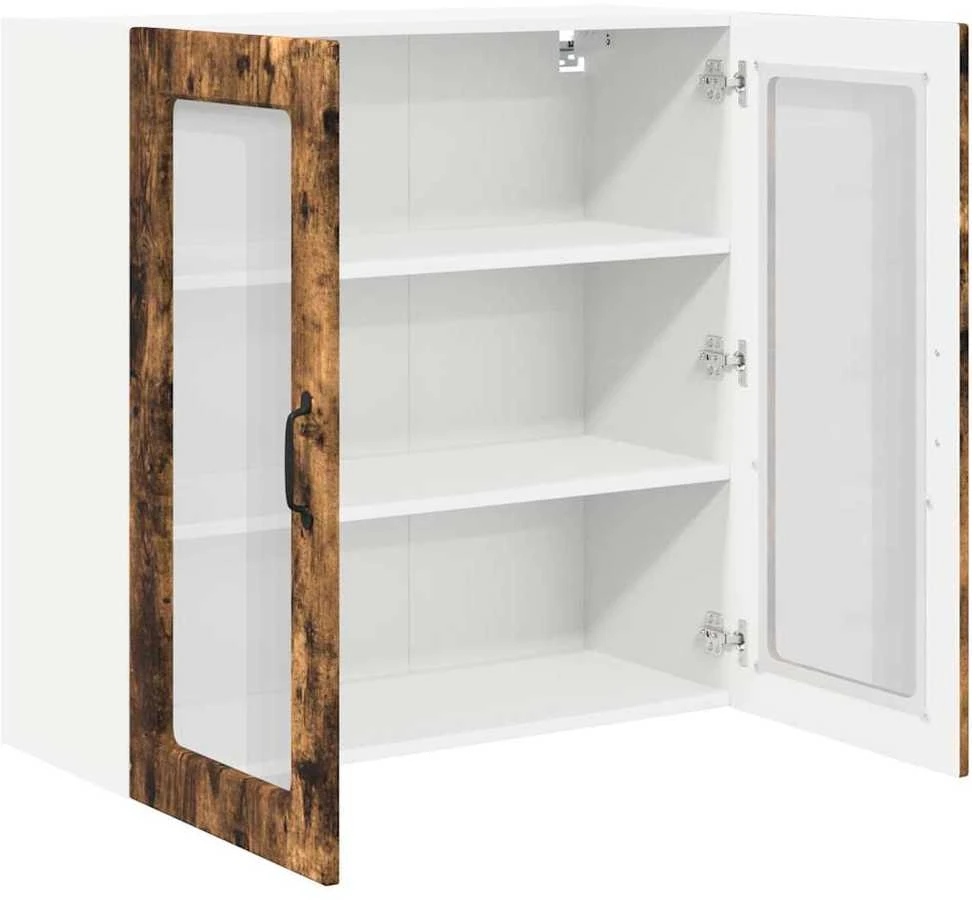 Sieninis stiklinis kabinetas PORTO Senas medis 80 x 31 x 80 cm