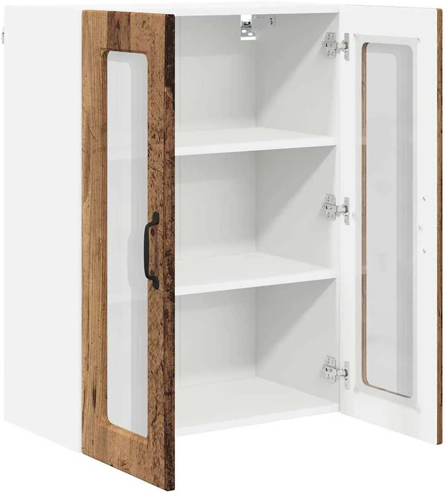 Sieninis stiklinis kabinetas PORTO Senas medis 60 x 31 x 80 cm