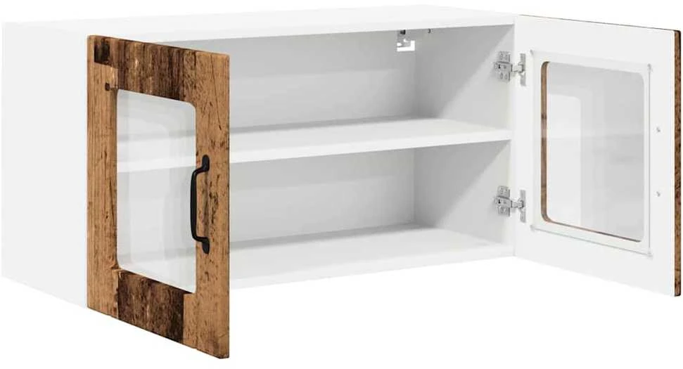Sieninis stiklinis kabinetas PORTO Senas medis 80 x 31 x 40 cm