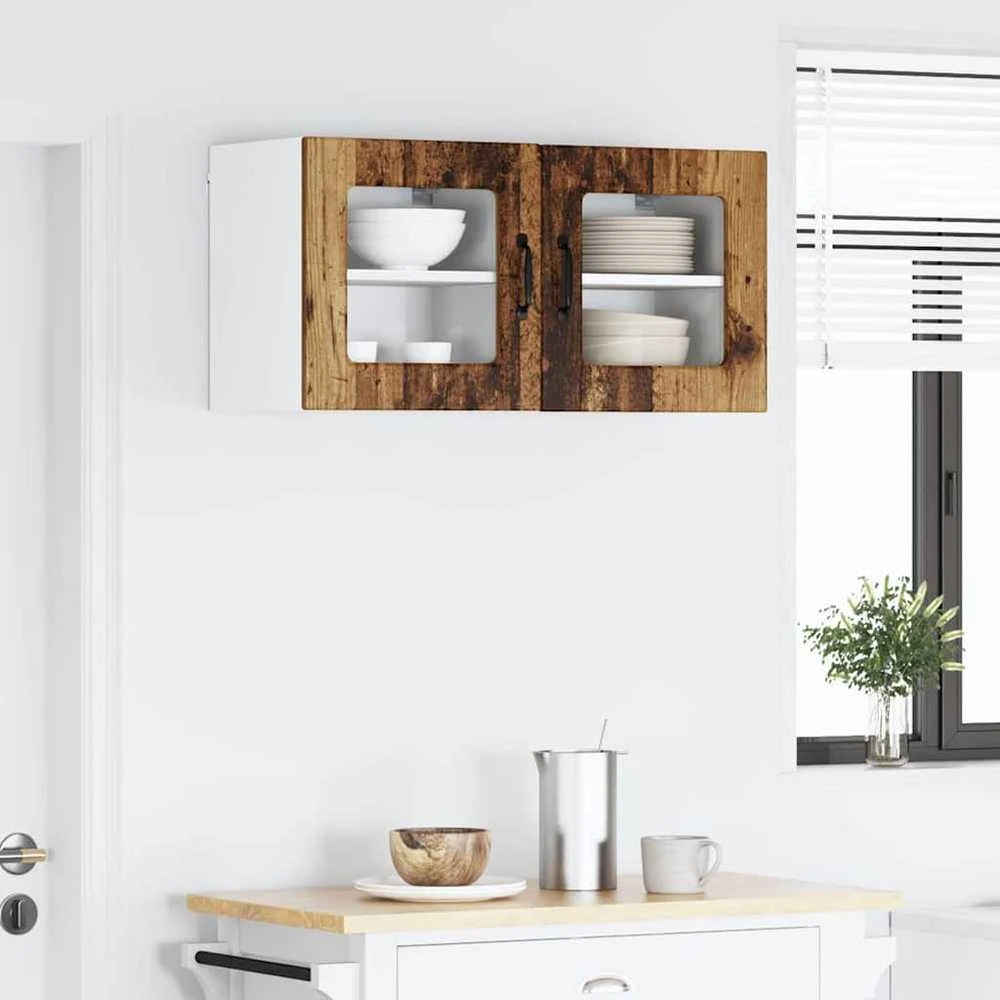Sieninis stiklinis kabinetas PORTO Senas medis 40 x 31 x 40 cm
