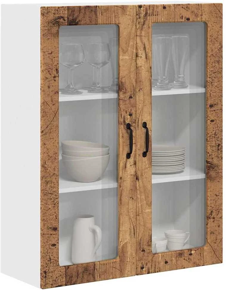 Sieninis stiklinis kabinetas PORTO Senas medis 80 x 31 x 100 cm