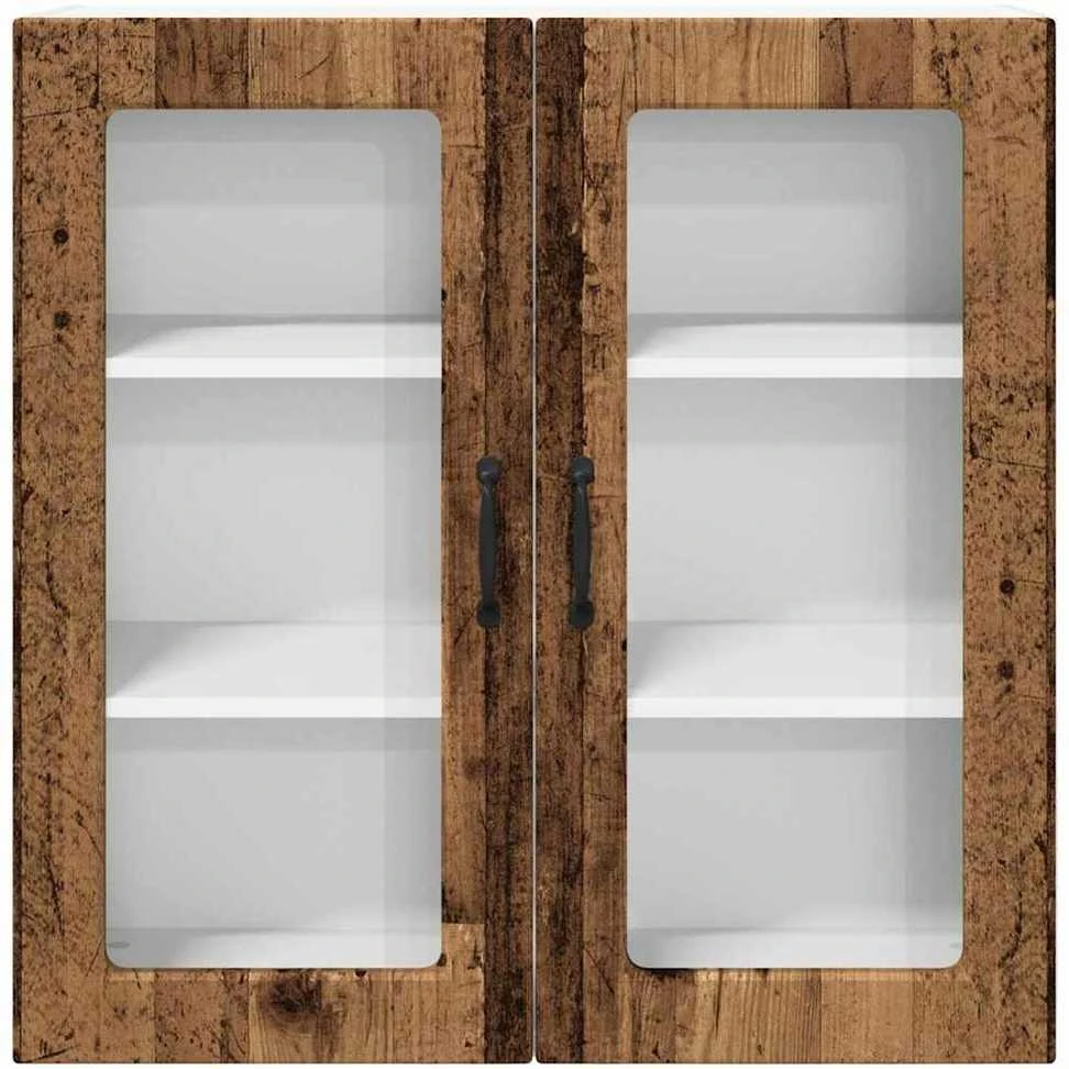 Sieninis stiklinis kabinetas PORTO Senas medis 80 x 31 x 80 cm