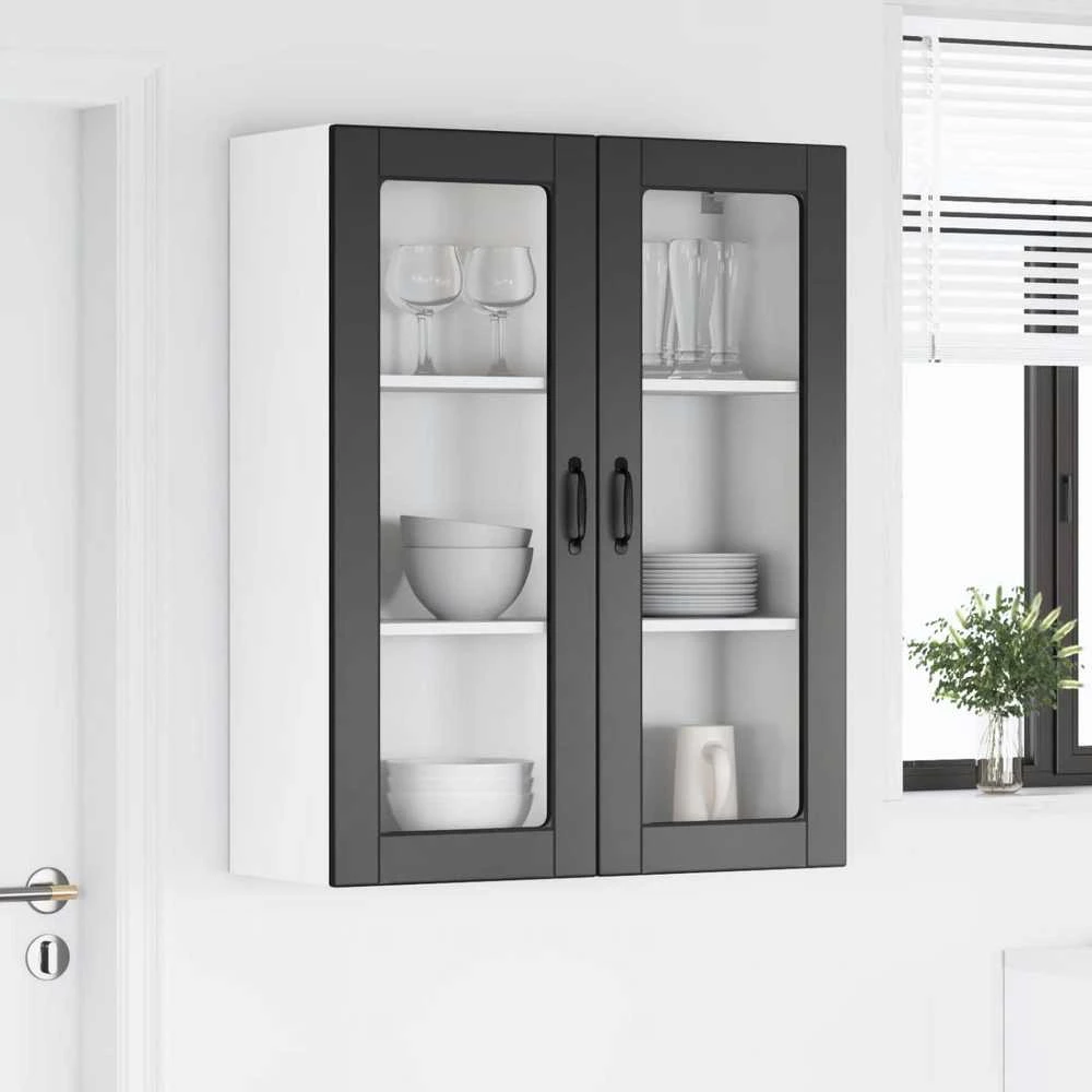 Sieninis stiklinis kabinetas LUCCA Juoda 80 x 31 x 100 cm