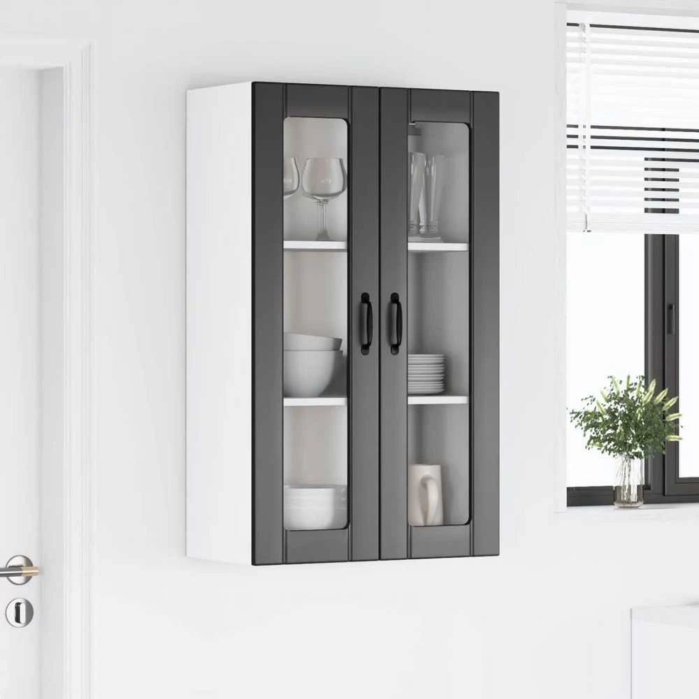 Sieninis stiklinis kabinetas LUCCA Juoda 60 x 31 x 100 cm