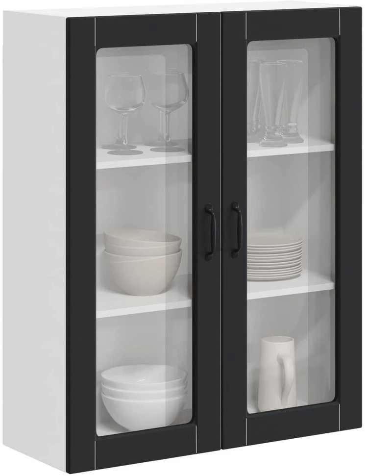 Sieninis stiklinis kabinetas LUCCA Juoda 80 x 31 x 100 cm