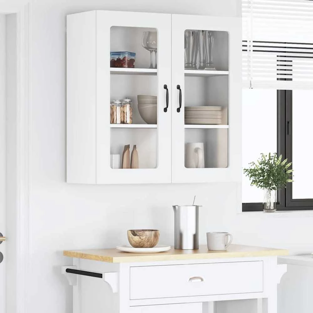 Sieninis stiklinis kabinetas LUCCA Balta 80 x 31 x 80 cm