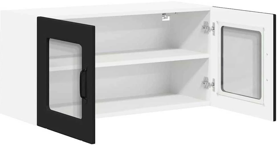 Sieninis stiklinis kabinetas LUCCA Juoda 80 x 31 x 40 cm