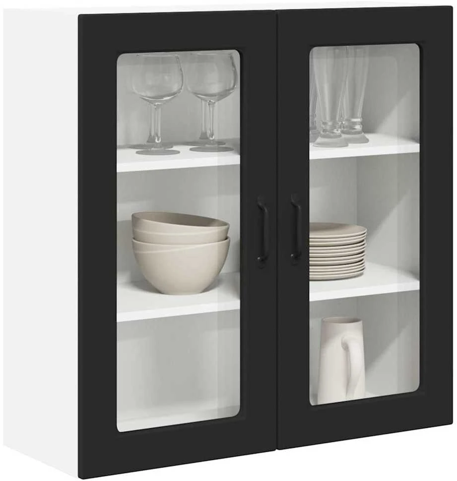 Sieninis stiklinis kabinetas PORTO Juoda 80 x 31 x 80 cm