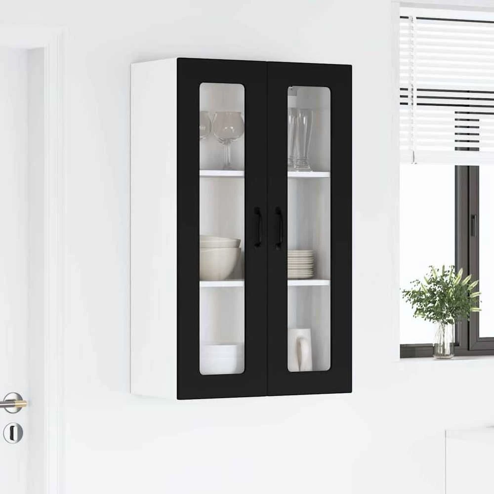Sieninis stiklinis kabinetas PORTO Juoda 60 x 31 x 100 cm