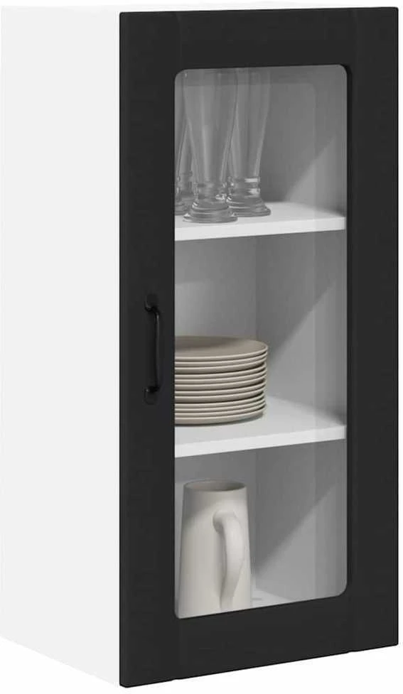Sieninis stiklinis kabinetas PORTO Juoda 40 x 31 x 80 cm