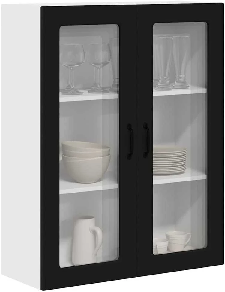 Sieninis stiklinis kabinetas PORTO Juoda 80 x 31 x 100 cm