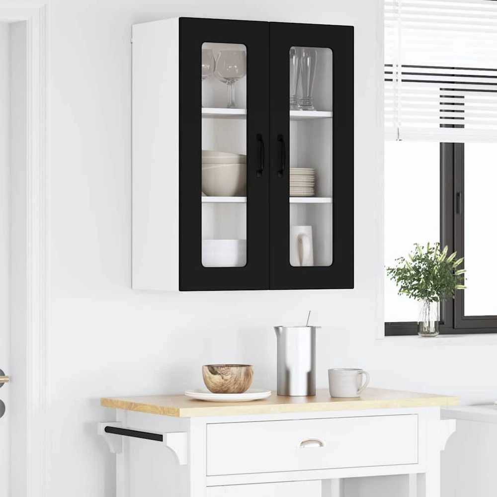 Sieninis stiklinis kabinetas PORTO Juoda 60 x 31 x 80 cm