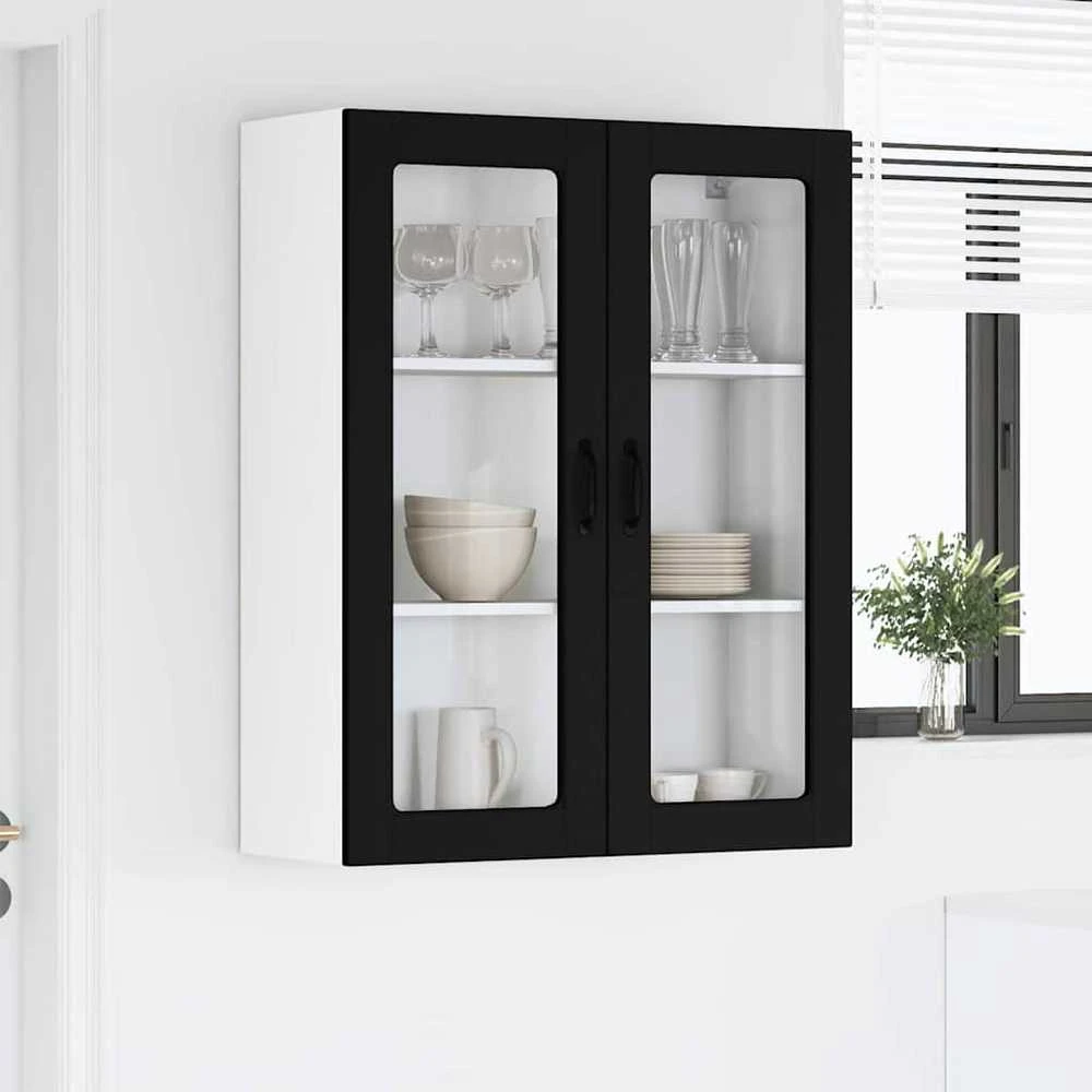Sieninis stiklinis kabinetas PORTO Juoda 80 x 31 x 100 cm