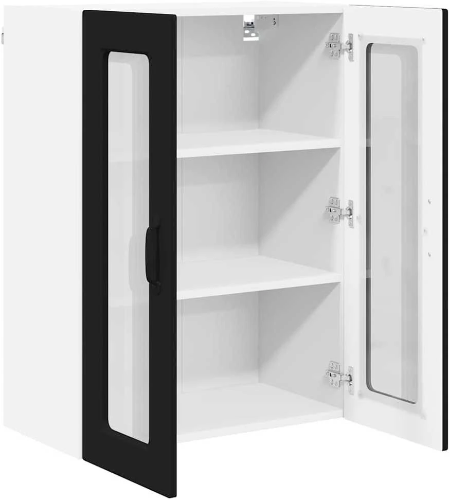 Sieninis stiklinis kabinetas PORTO Juoda 60 x 31 x 80 cm
