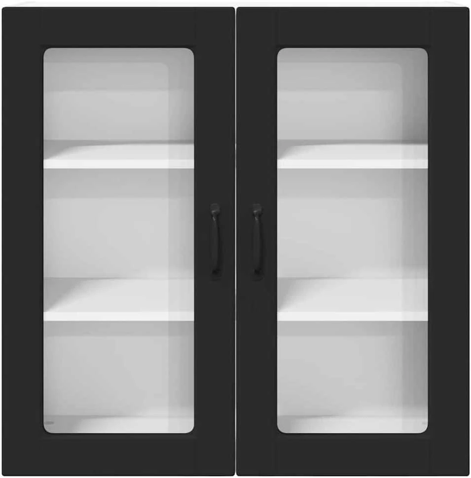 Sieninis stiklinis kabinetas PORTO Juoda 80 x 31 x 80 cm