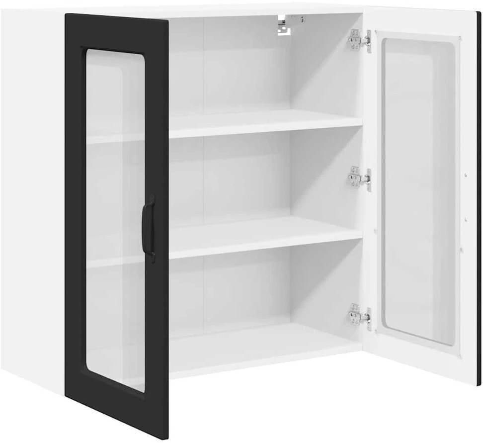 Sieninis stiklinis kabinetas PORTO Juoda 80 x 31 x 80 cm